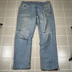 Vintage‎ Levis 505 Blue Denim Jeans Straight Leg  36x30  Light Wash Distressed